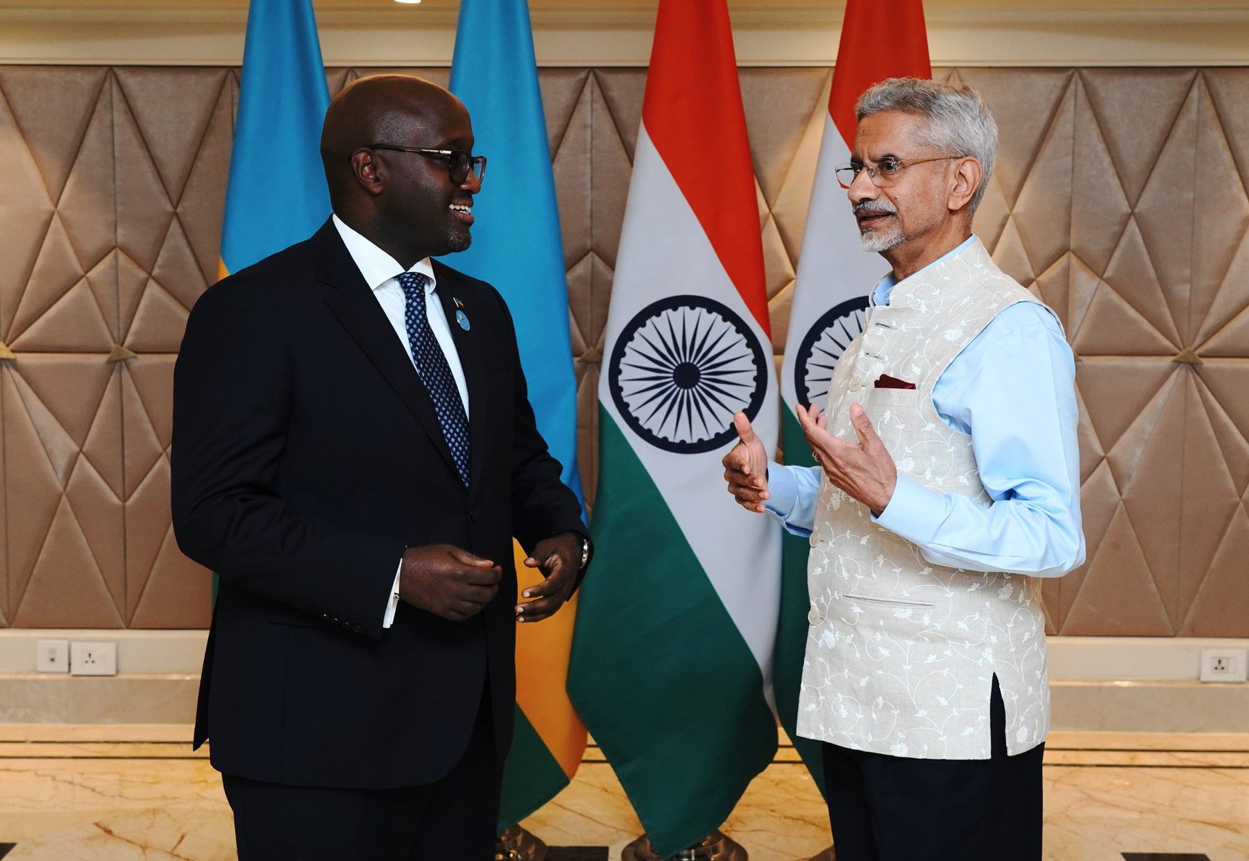 H.E. Mr. Olivier J. Nduhungirehe, Minister of Foreign Affairs and International Cooperation of Rwanda, during his visit to India